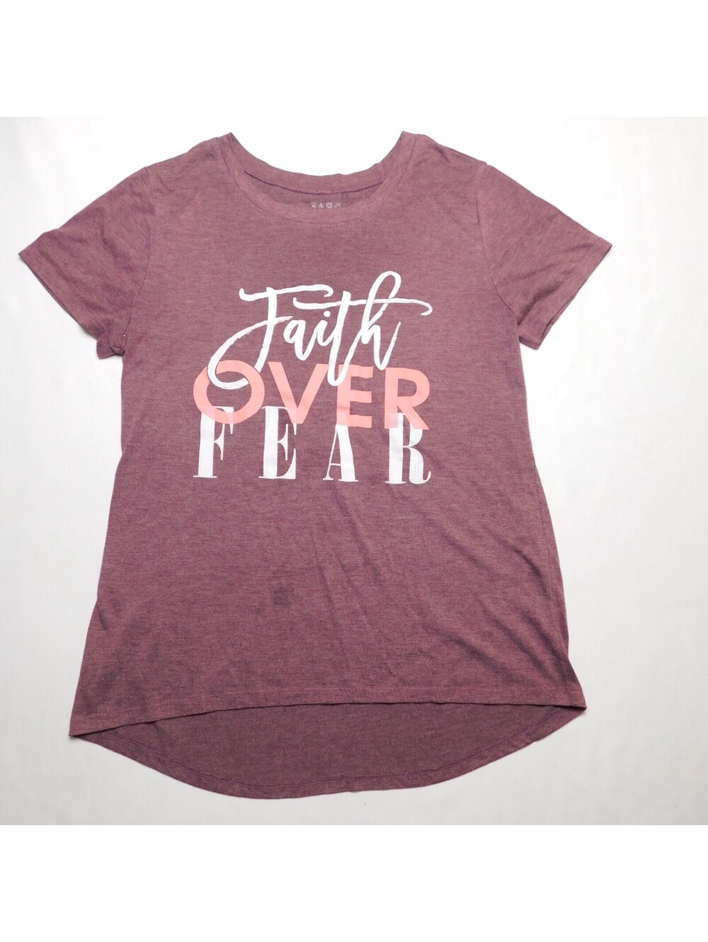 Faith Over Fear Shirt Womens XL red Heather Christian Religious Graphic Tee